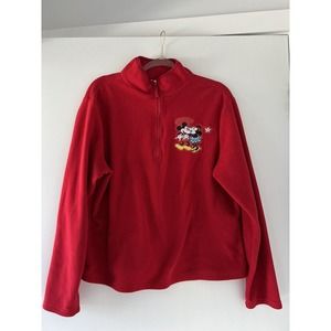 disneys mickey and minnie mouse half zip red sweater VTG Large